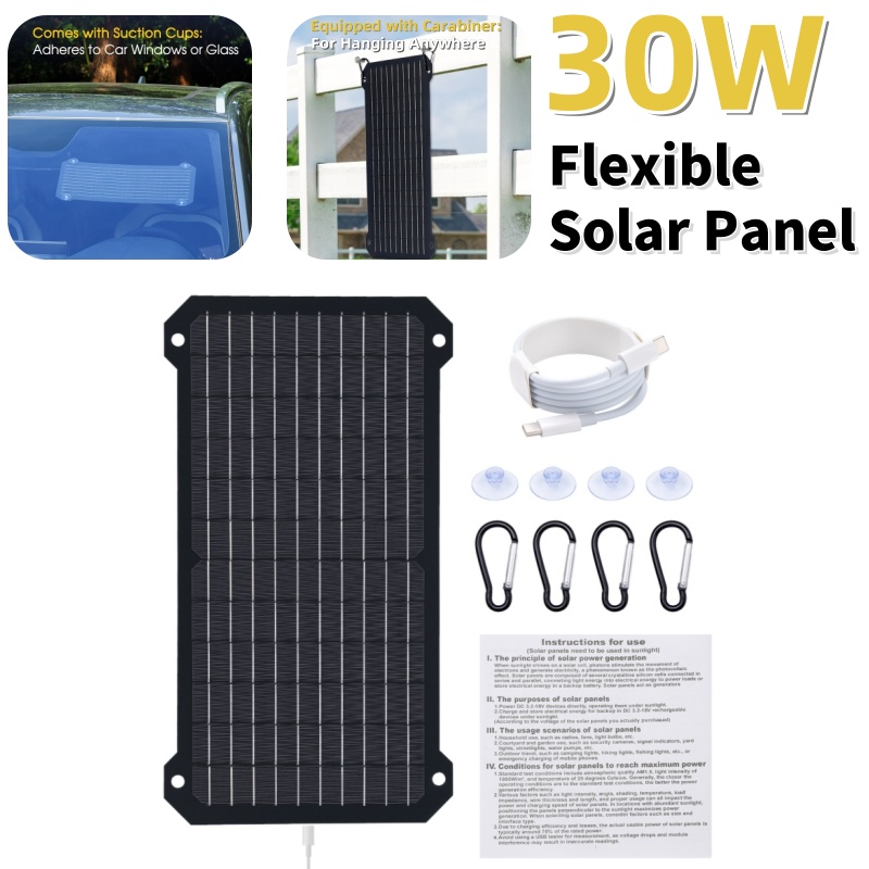 Jinko Solar Panel Cheetah - 30W フレキシブル単結晶ソーラー充電パネル Type-C/USB 出力携帯電話タブレットカメラ用ポータブルソーラー充電パネル