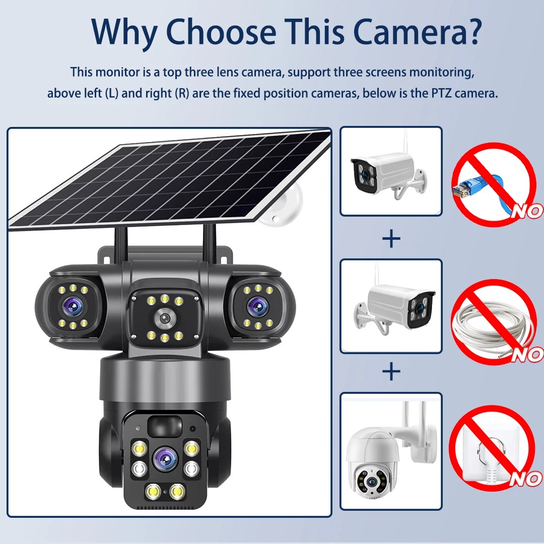 V380 3画面3レンズWIFIカメラ ソーラーPIR人感セ - Jinko Solar Panel Cheetah のレビューと価格