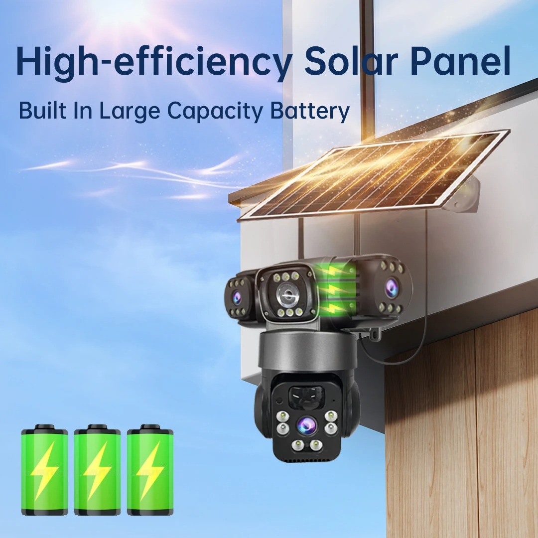 15MP V380 Proソーラーカメラ屋外3レンズ3画面W - Jinko Solar Panel Cheetah のレビューと価格