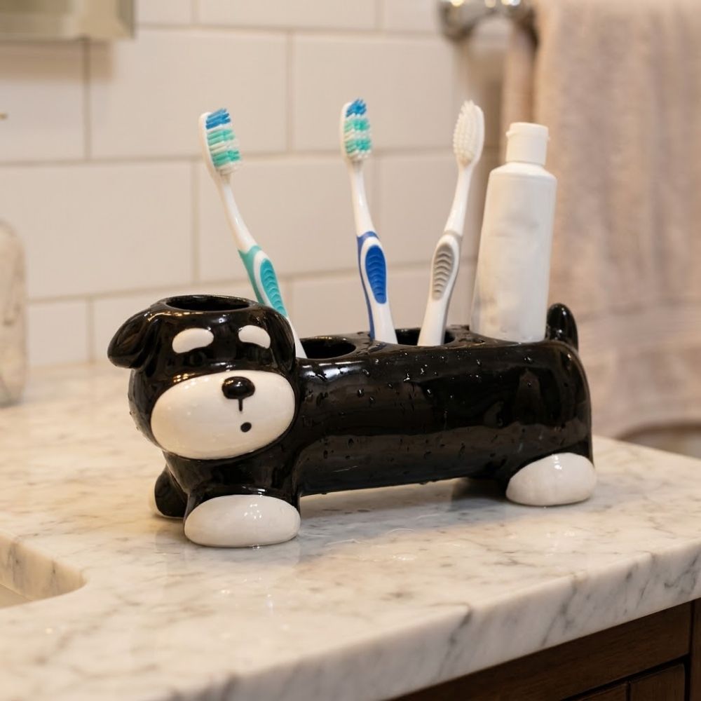 猫犬の形のセラミック歯ブラシホルダー 4 穴防水歯ブラシ収納 - Energy Storage Rack のレビューと価格