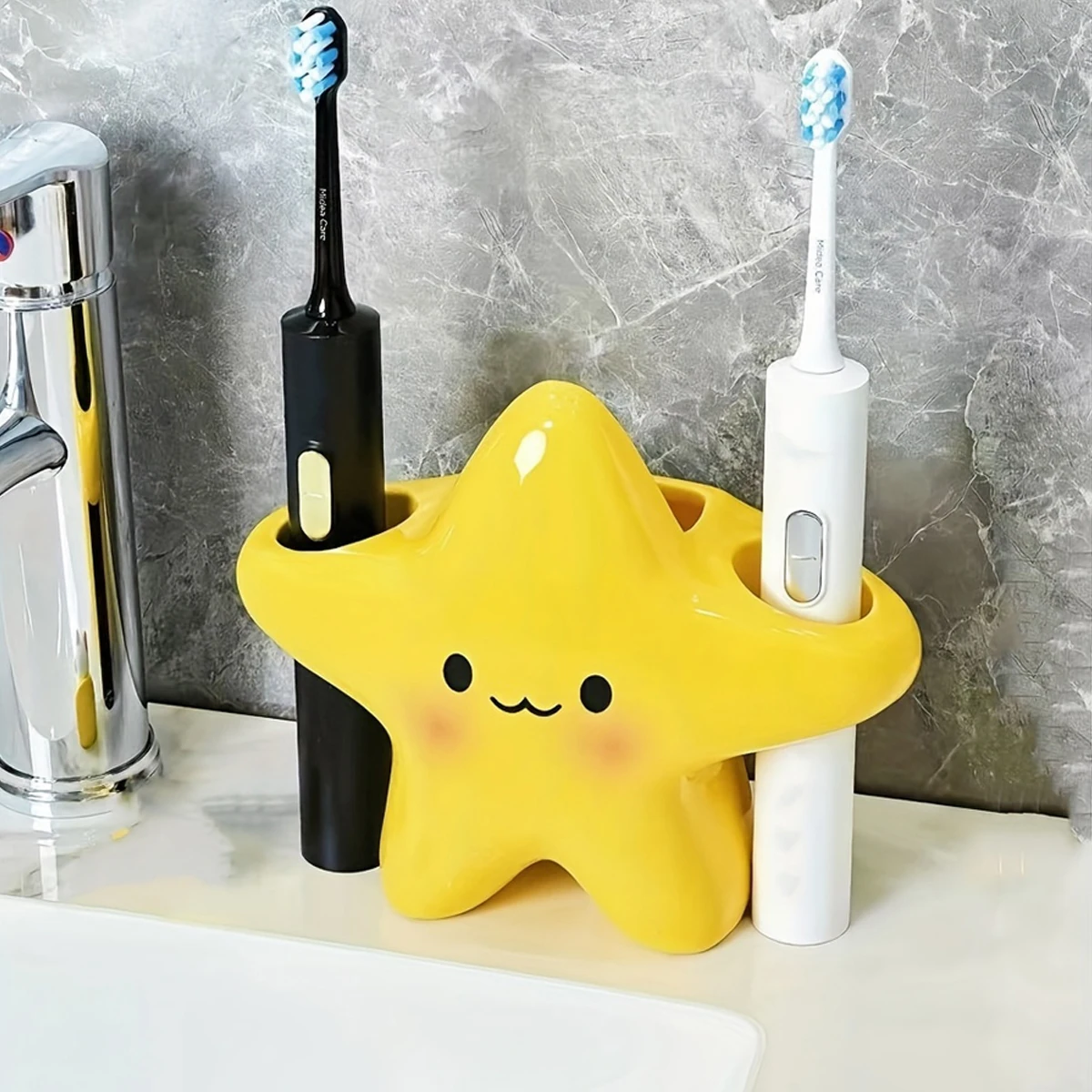 かわいい星型セラミック歯ブラシホルダー漫画風歯ブラシ収納ラッ - Energy Storage Rack のレビューと価格